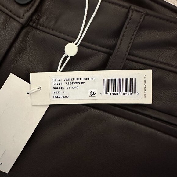 NWT Rebecca Taylor Vegan Leather Trouser in Deep Port - Picture 10 of 11